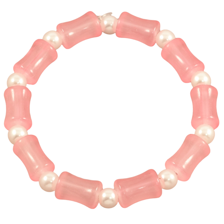 Браслет на гумці скло «Декоративні рожеві та перлинні намистини, ø 6-8мм» вільний розмір фото №4 Браслет на гумці скло «Декоративні рожеві та перлинні намистини, ø 6-8мм» вільний розмір фото №4