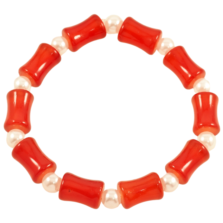 Браслет на гумці скло «Декоративні червоні та перлинні намистини, ø 6-8мм» вільний розмір фото №18 Браслет на гумці скло «Декоративні червоні та перлинні намистини, ø 6-8мм» вільний розмір фото №18