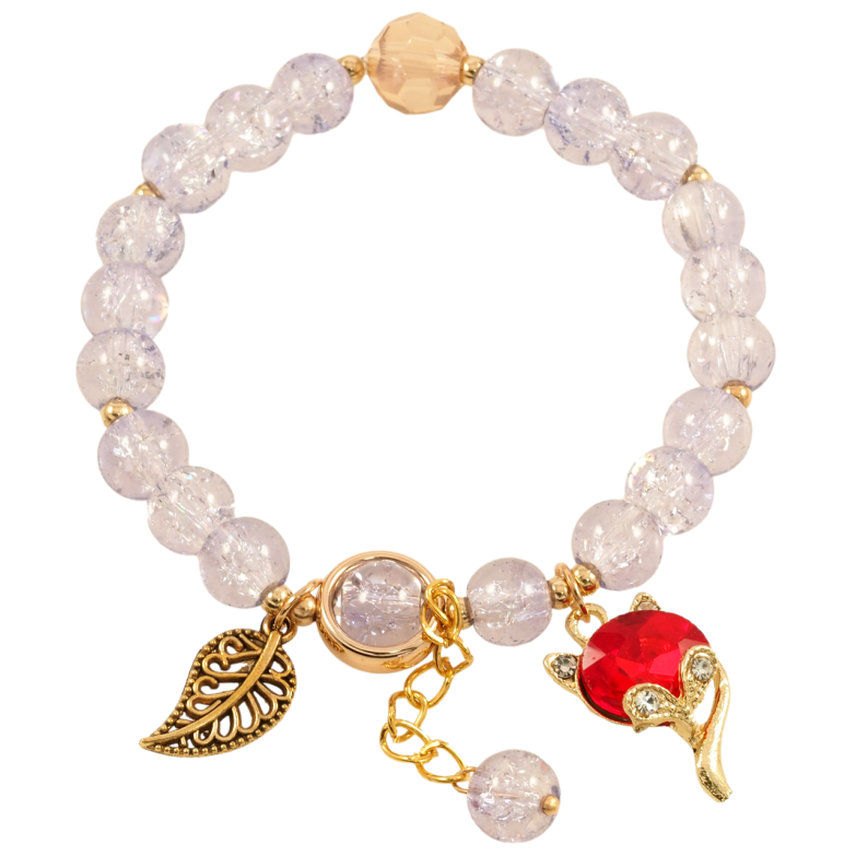 Браслет на резинке стекло Сиреневые бусины с подвесками, ø 8мм свободный размер фото №1 Браслет на резинке стекло Сиреневые бусины с подвесками, ø 8мм свободный размер фото №1