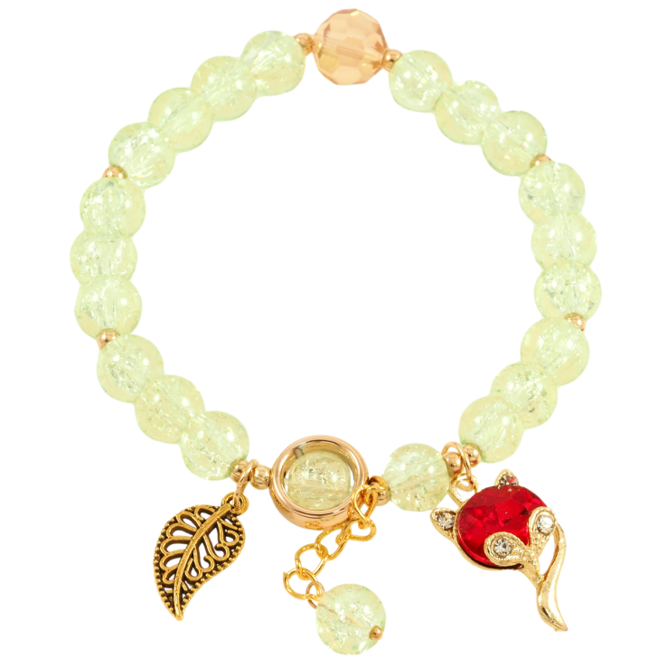 Браслет на гумці скло «Салатові намистини з підвісками, ø 8мм» вільний розмір фото №2 Браслет на гумці скло «Салатові намистини з підвісками, ø 8мм» вільний розмір фото №2