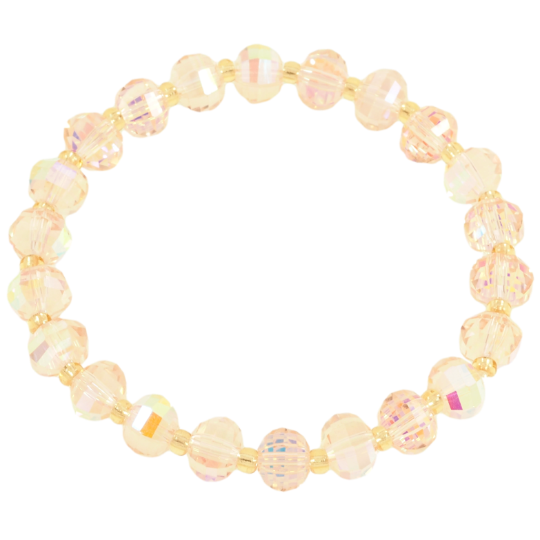 Браслет на гумці скло «Рожево-райдужні скляні намистини, ø 7мм» вільний розмір фото №2 Браслет на гумці скло «Рожево-райдужні скляні намистини, ø 7мм» вільний розмір фото №2
