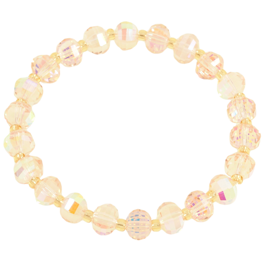 Браслет на гумці скло «Рожево-райдужні скляні намистини, ø 7мм» вільний розмір фото №1 Браслет на гумці скло «Рожево-райдужні скляні намистини, ø 7мм» вільний розмір фото №1