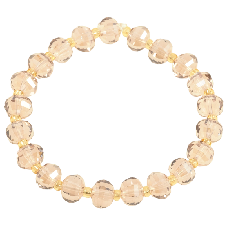 Браслет на резинке стекло Сиреневые стеклянные бусины, ø 7мм свободный размер фото №2