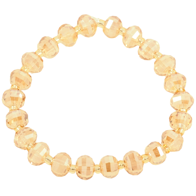 Браслет на резинке стекло Золотистые стеклянные бусины, ø 7мм свободный размер фото №1