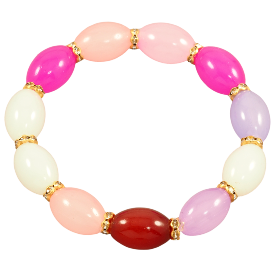 Браслет на гумці скло «Різнокольорові намистини, ø 6-10мм» вільний розмір фото №1