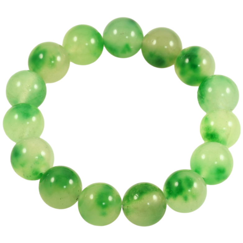 Браслет на резинке стекло Зеленые стеклянные бусины, ø 13мм свободный размер фото №1