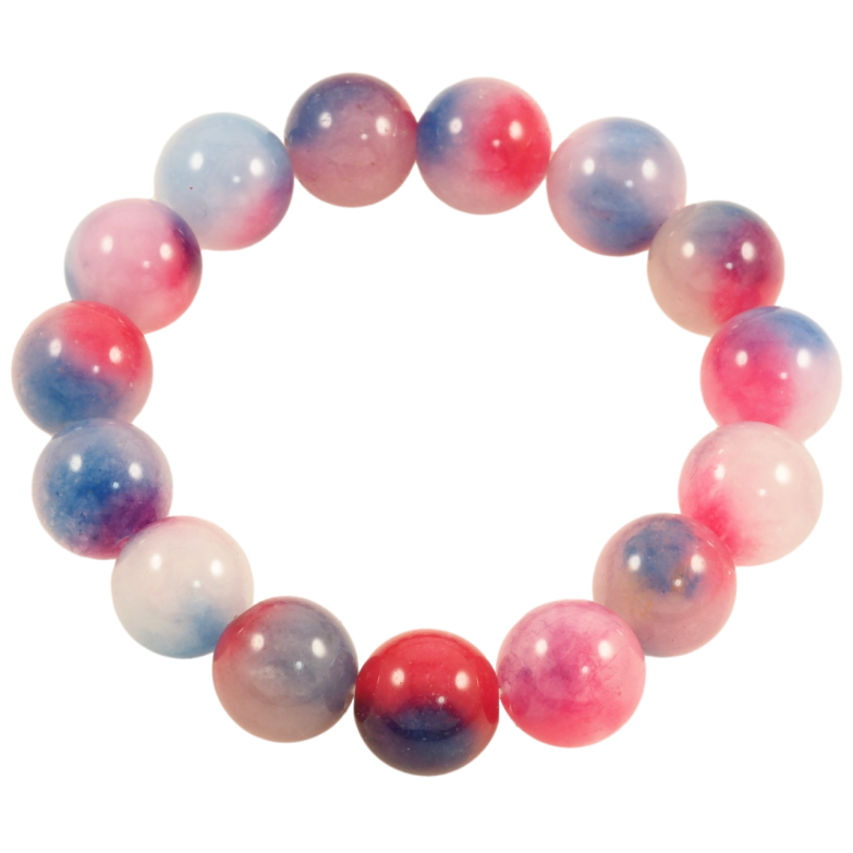 Браслет на гумці скло «Різнокольорові скляні намистини, ø 13мм» вільний розмір фото №1