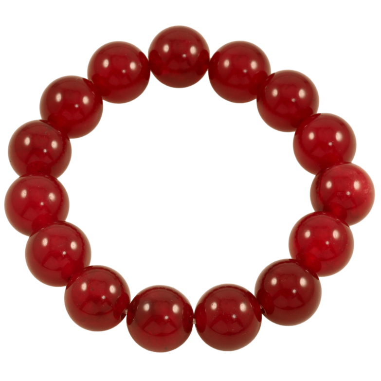 Браслет на гумці скло «Бордові скляні намистини, ø 13мм» вільний розмір фото №1