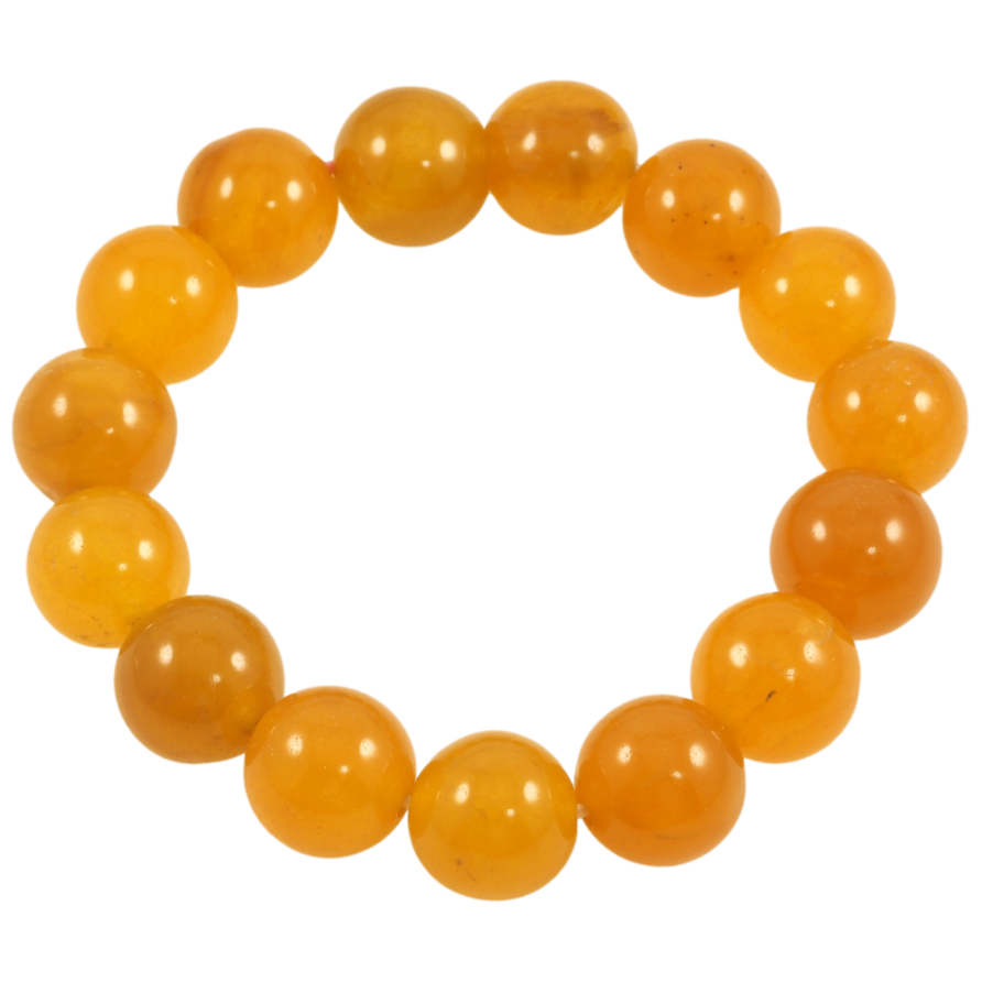 Браслет на гумці скло «Жовті скляні намистини, ø 13мм» вільний розмір фото №1