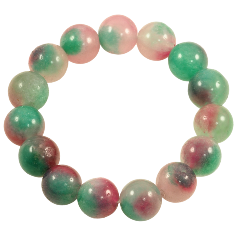 Браслет на гумці скло «Різнокольорові скляні намистини, ø 13мм» вільний розмір фото №1