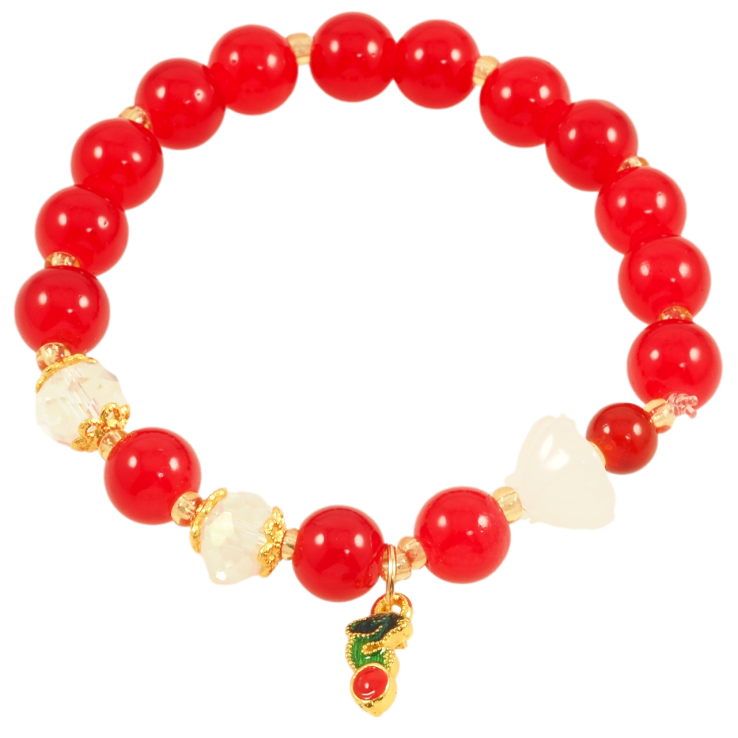 Браслет на гумці скло «Червоно-білі намистини з підвіскою, ø 8мм» вільний розмір фото №19 Браслет на гумці скло «Червоно-білі намистини з підвіскою, ø 8мм» вільний розмір фото №19