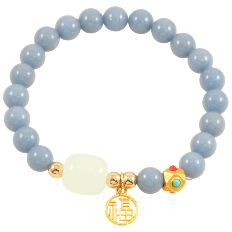 Браслет на резинке стекло Голубые флуоресцентные (светящиеся) бусины с подвеской, ø 8мм свободный размер фото №1 Браслет на резинке стекло Голубые флуоресцентные (светящиеся) бусины с подвеской, ø 8мм свободный размер фото №1