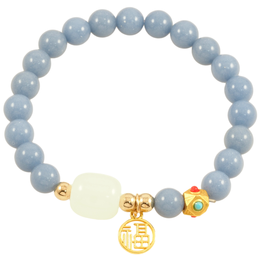 Браслет на резинке стекло Голубые флуоресцентные (светящиеся) бусины с подвеской, ø 8мм свободный размер фото №1 Браслет на резинке стекло Голубые флуоресцентные (светящиеся) бусины с подвеской, ø 8мм свободный размер фото №1