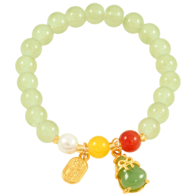 Браслет на гумці скло «Салатові намистини з декоративними підвісками, ø 8мм фото №18