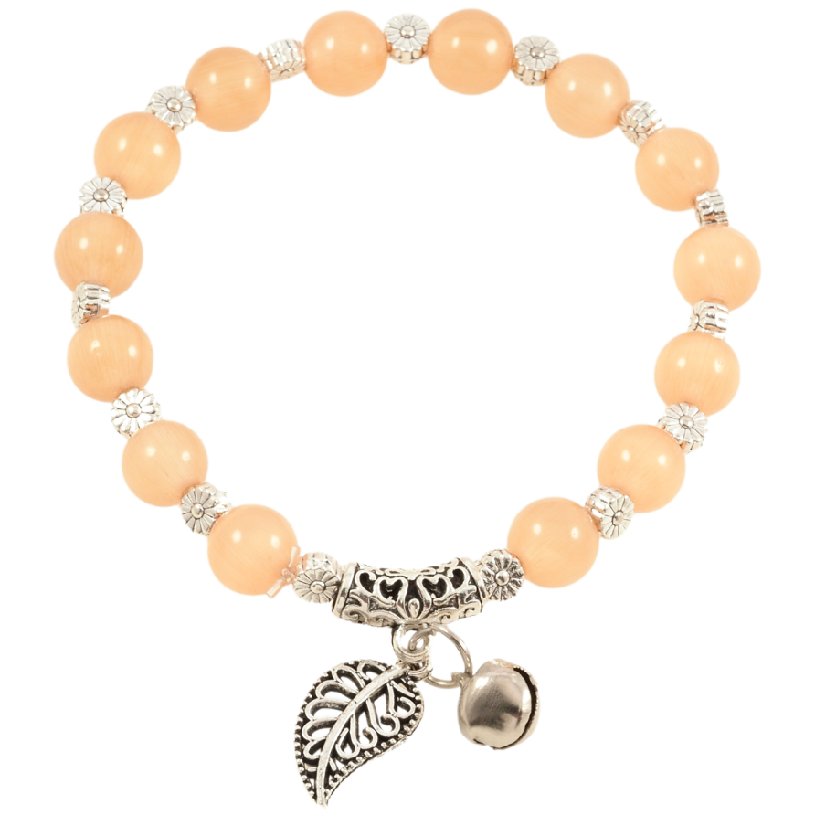 Браслет на резинке стекло Бежевые бусины Кошачий глаз с подвеской, ø 8мм свободный размер фото №1 Браслет на резинке стекло Бежевые бусины Кошачий глаз с подвеской, ø 8мм свободный размер фото №1