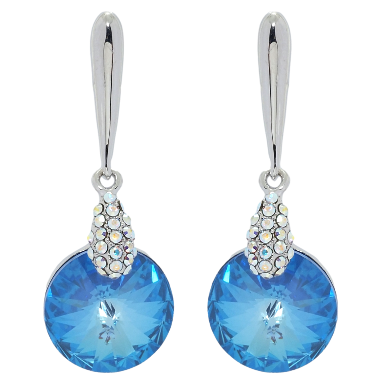 Сережки Xuping колір Родій з кристалами Swarovski пусети Підвіски з кристалом Ocean Delite фото №1