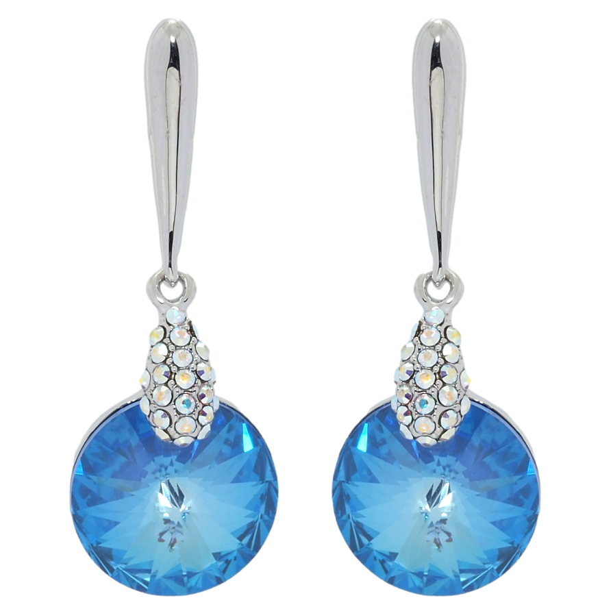 Сережки Xuping колір Родій з кристалами Swarovski пусети Підвіски з кристалом Ocean Delite фото №1