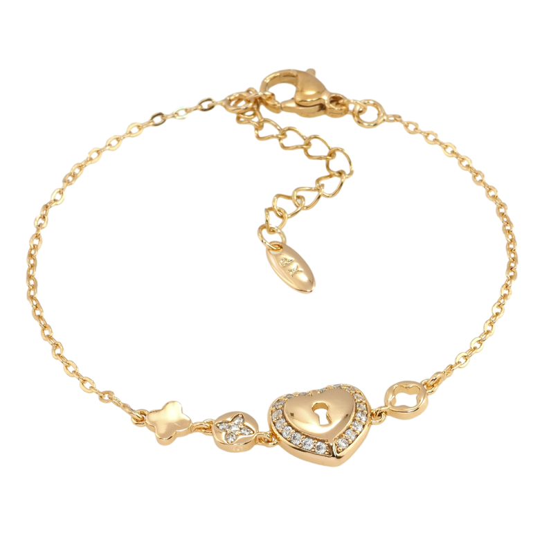 Браслет Xuping Позолота 18K Ланцюжок з декоративною вставкою серце довжина з дод. ланцюжком 15.5-19см х 1мм фото №1