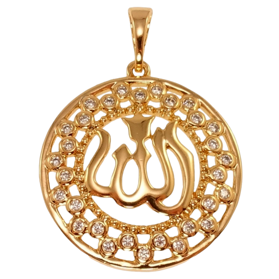Кулон Xuping Позолота 18K Мусульманська різьблена підвіска з написом Аллах та цирконієм фото №1