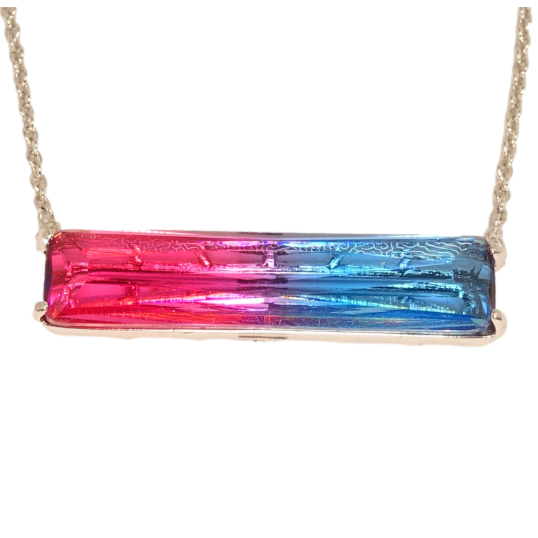 Підвіска на ланцюжку Xuping Родій Двоколірний прямокутний кристал розмір 47-50см х 1мм фото №3