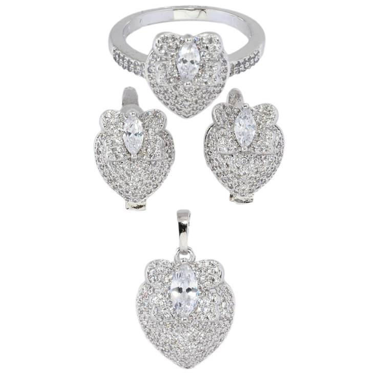 Набір Xuping Родій Сережки Кулон Каблучка «Інкрустація цирконієм» фото №3 Набір Xuping Родій Сережки Кулон Каблучка «Інкрустація цирконієм» фото №3