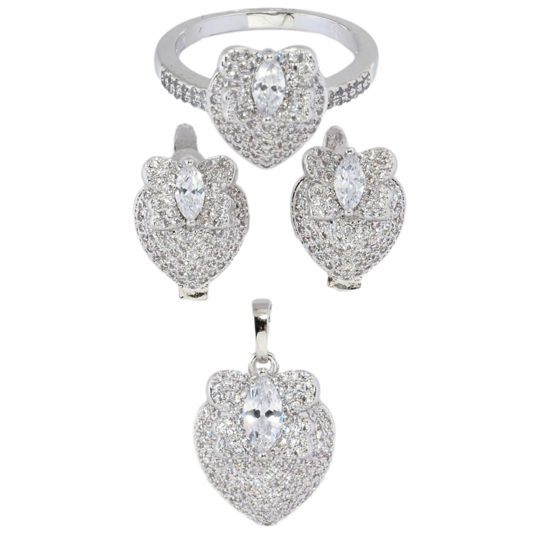 Набір Xuping Родій Сережки Кулон Каблучка «Інкрустація цирконієм» фото №1