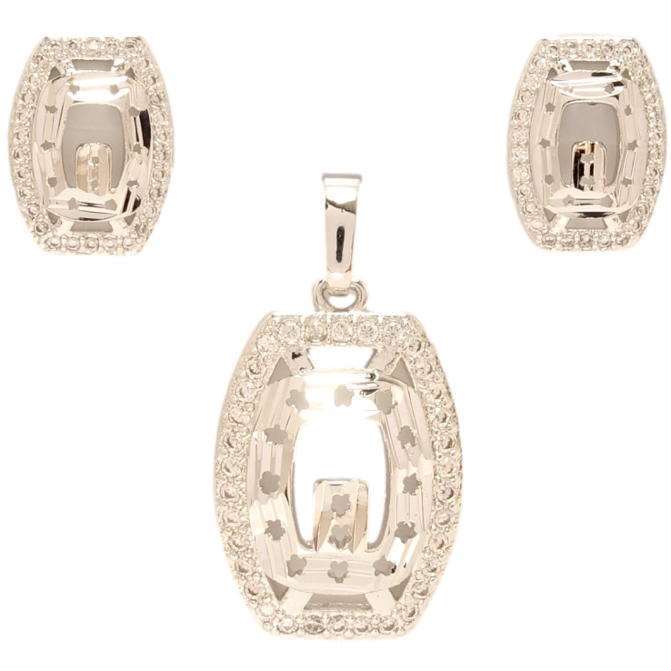 Набір Xuping Родій Сережки Кулон Фігурні з дрібним цирконієм та візерунком вирізами фото №21