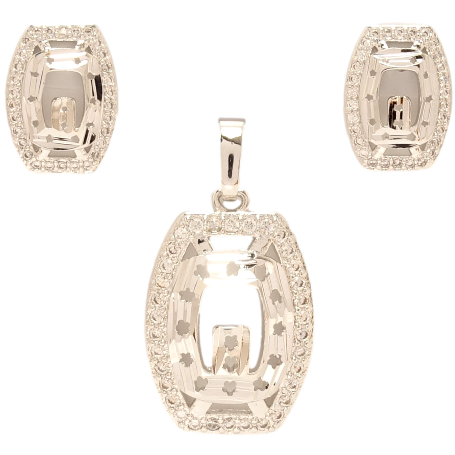 Набор Xuping Родий Серьги Кулон Фигурные с мелким цирконием и узором вырезами фото №1