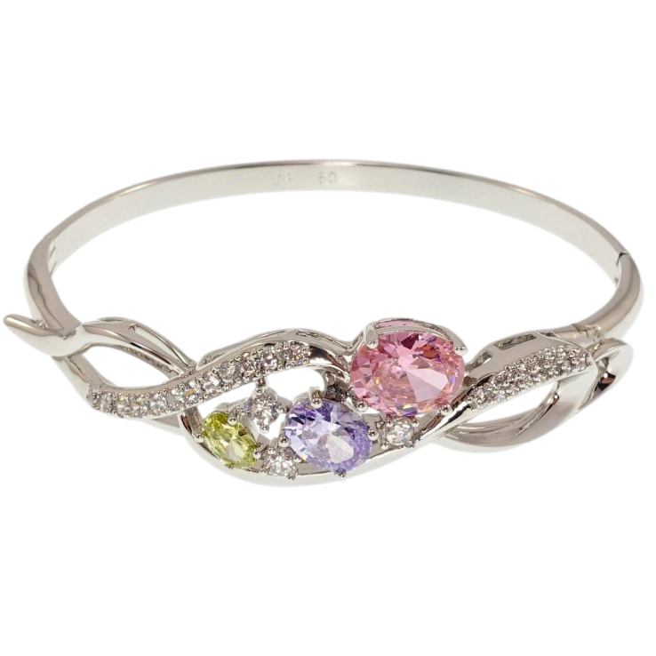 Браслет Xuping Родий Изящный орнамент с цветными кристаллами ø 5,7см фото №19