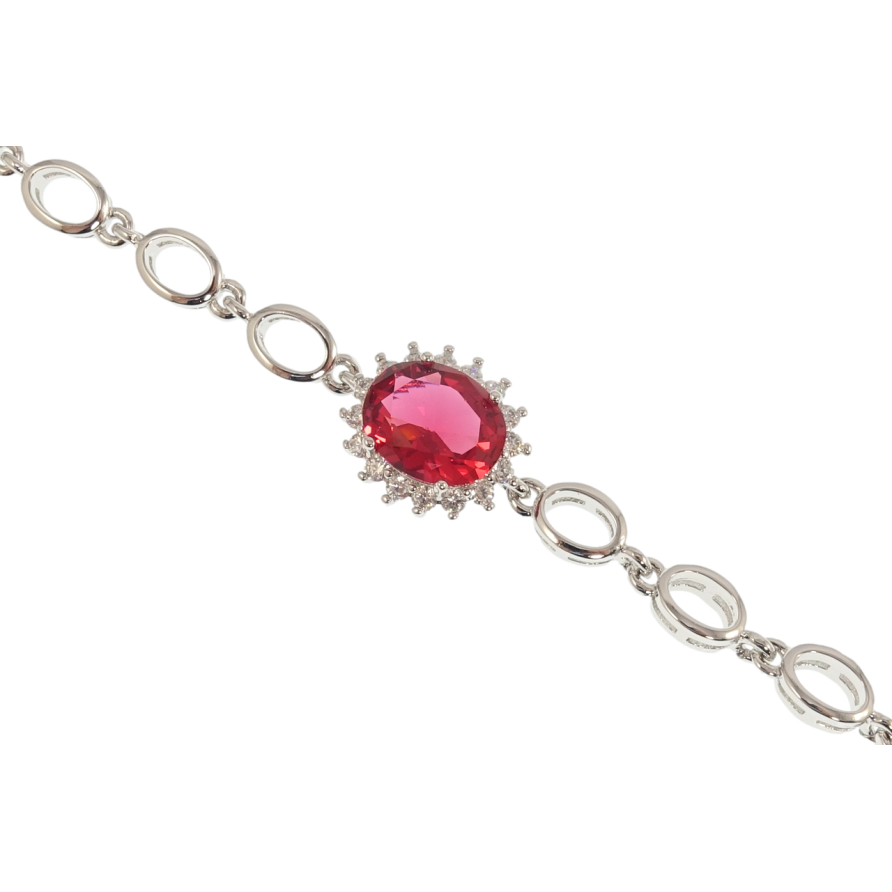 Браслет Xuping Родій Маліновий фіаніт в обрамленні цирконію довжина з дод. замком 17,20см х 5мм фото №1