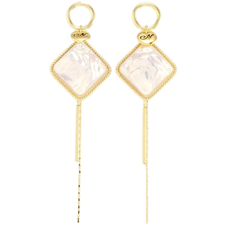 Сережки Xuping QQMM Позолота 14K пусети Ромбові підвіски з перламутровими фото №1