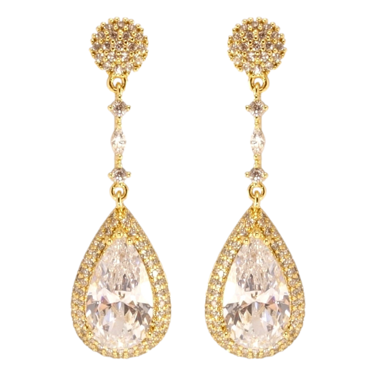 Серьги Xuping QQMM Позолота 14K пусеты Роскошные кристальные капельки фото №8