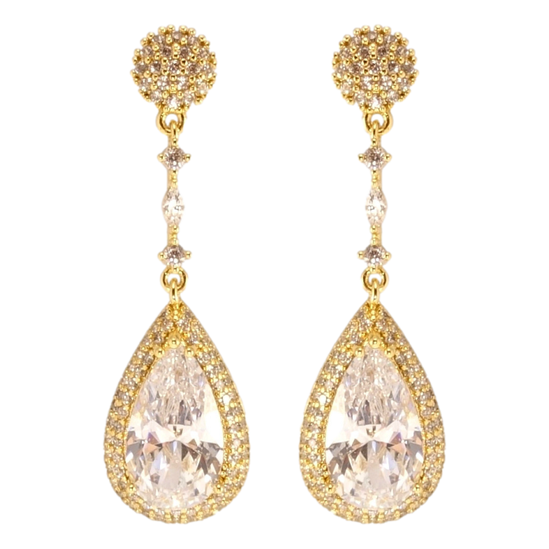 Серьги Xuping QQMM Позолота 14K пусеты Роскошные кристальные капельки фото №1