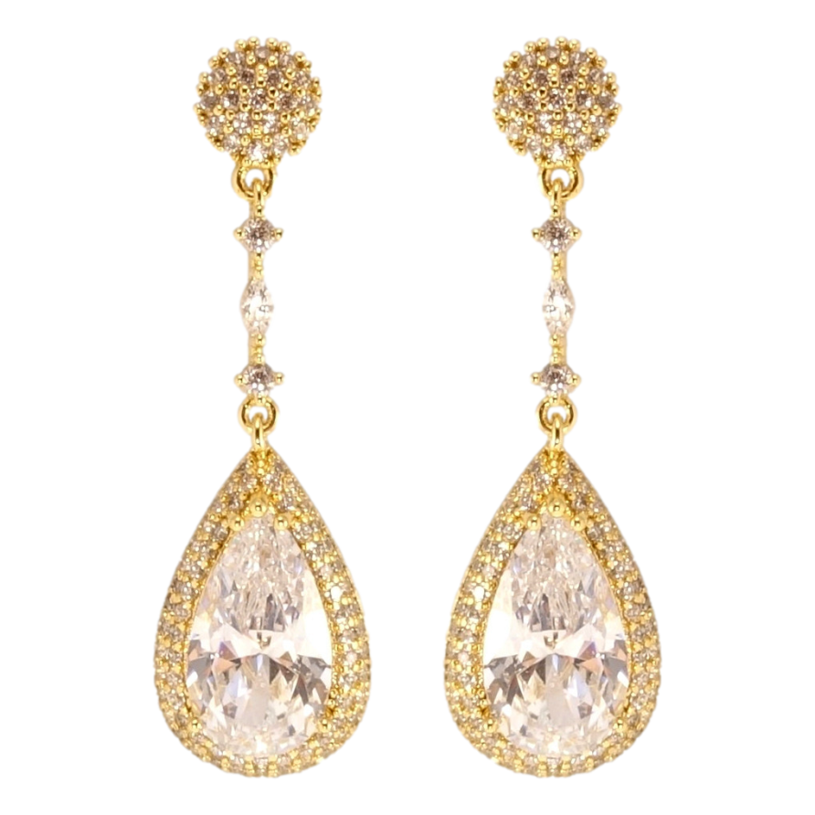 Серьги Xuping QQMM Позолота 14K пусеты Роскошные кристальные капельки фото №1