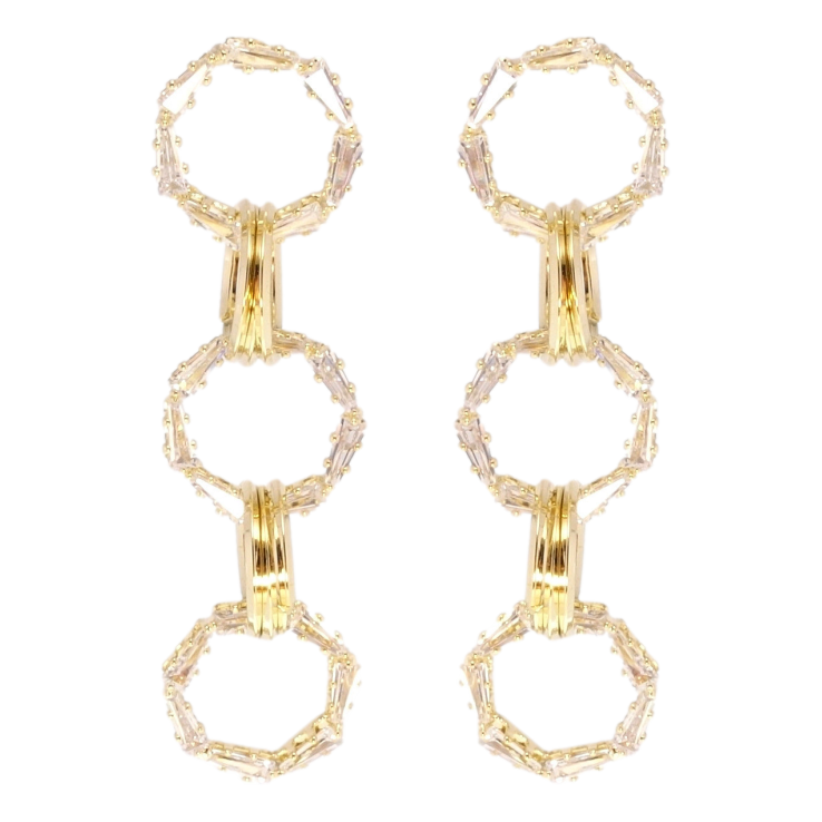 Серьги Xuping QQMM Позолота 14K пусеты Подвески из кристальных колечек фото №11