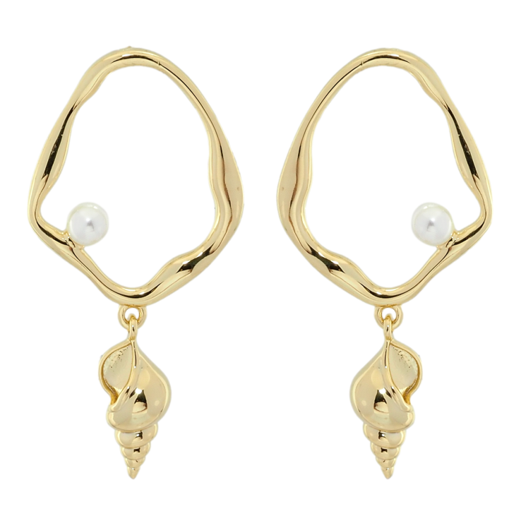 Серьги Xuping QQMM Позолота 14K пусеты Декоративные подвески с ракушками фото №12