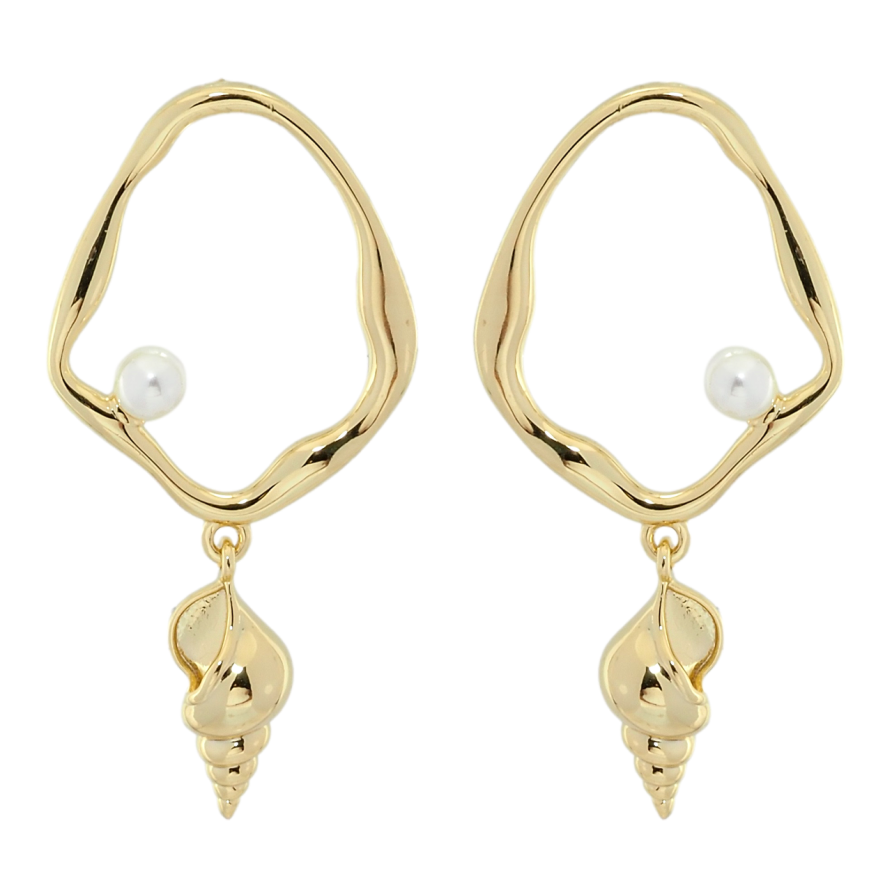 Сережки Xuping QQMM Позолота 14K пусети Декоративні підвіски з мушлями фото №1