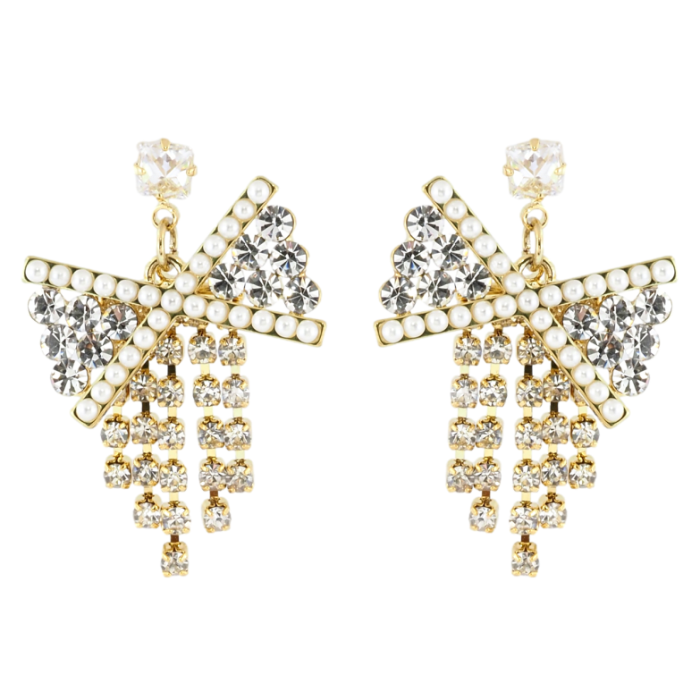 Серьги Xuping QQMM Позолота 14K пусеты Банты с цирконием фото №1