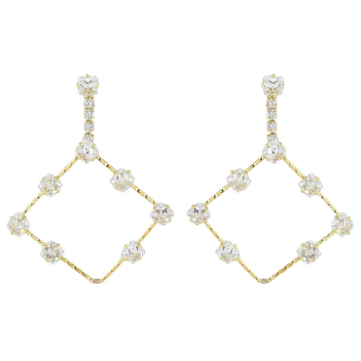 Серьги Xuping QQMM Позолота 14K пусеты Ромбовые подвески с цирконием фото №9