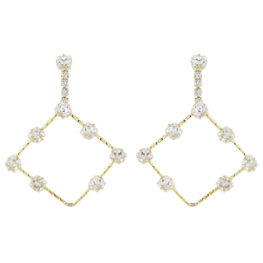 Серьги Xuping QQMM Позолота 14K пусеты Ромбовые подвески с цирконием фото №1