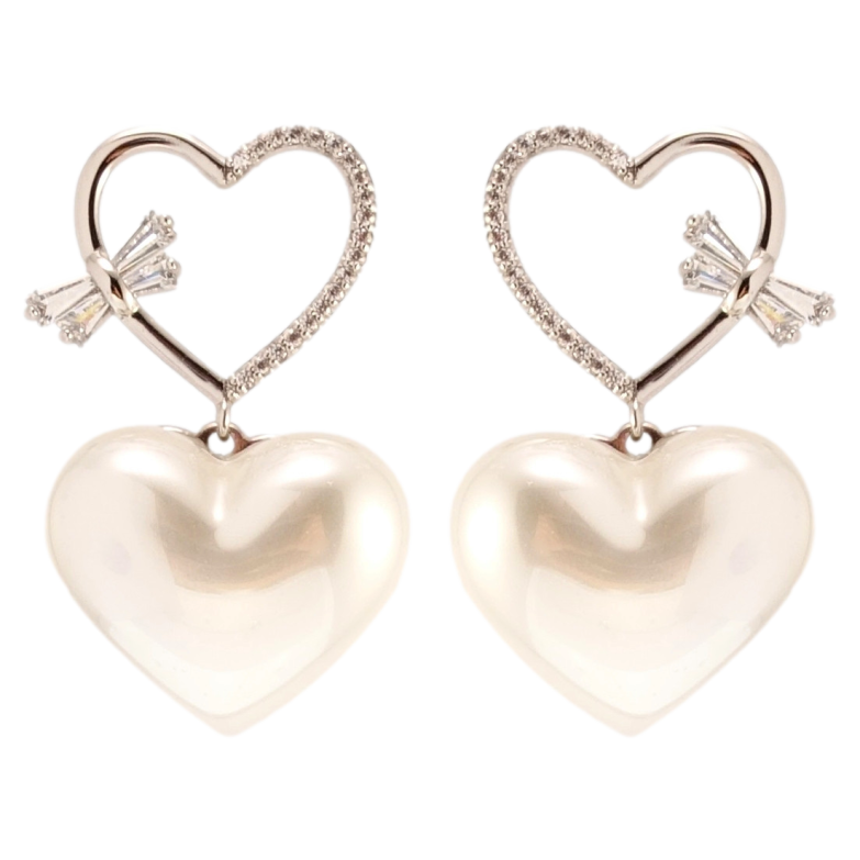 Серьги Xuping QQMM Родий пусеты Декоративные сердечки фото №1