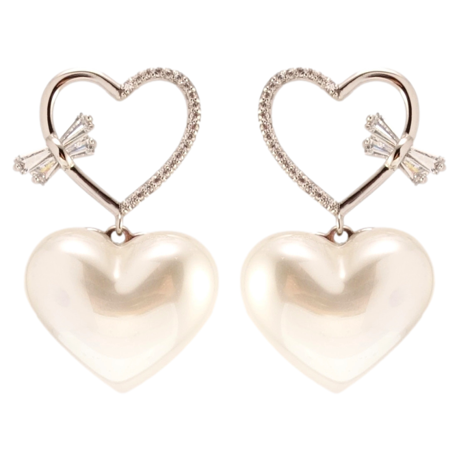 Серьги Xuping QQMM Родий пусеты Декоративные сердечки фото №1