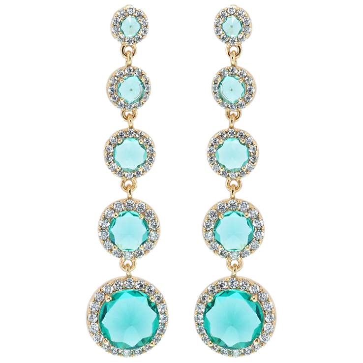 Серьги Xuping QQMM Позолота 18K пусеты Подвески зеленые фианиты в обрамлении циркония фото №9