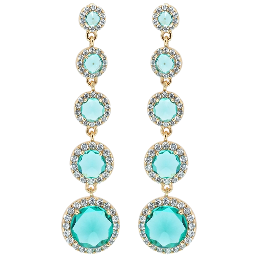 Серьги Xuping QQMM Позолота 18K пусеты Подвески зеленые фианиты в обрамлении циркония фото №1 Серьги Xuping QQMM Позолота 18K пусеты Подвески зеленые фианиты в обрамлении циркония фото №1