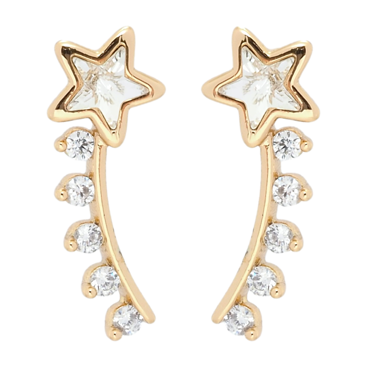 Серьги Xuping QQMM Позолота 18K пусеты Звезды инкрустация цирконием фото №11