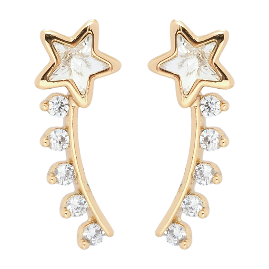 Серьги Xuping QQMM Позолота 18K пусеты Звезды инкрустация цирконием фото №1