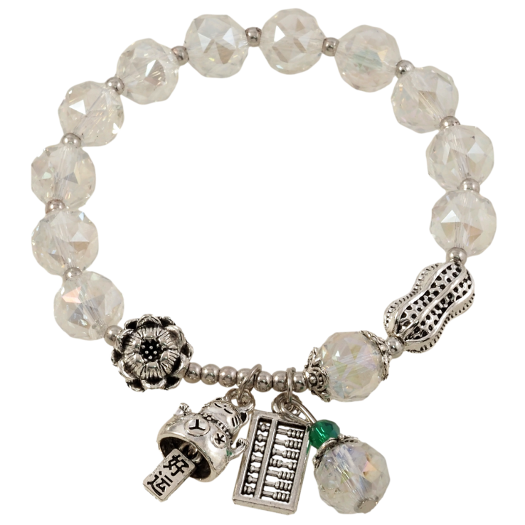 Браслет на гумці скло «Прозорі скляні намистини з підвісками, ø 10мм» вільний розмір фото №16 Браслет на гумці скло «Прозорі скляні намистини з підвісками, ø 10мм» вільний розмір фото №16