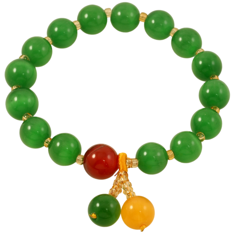 Браслет на резинке стекло Зеленые бусины Кошачий глаз с подвесками, ø 9мм свободный размер фото №1 Браслет на резинке стекло Зеленые бусины Кошачий глаз с подвесками, ø 9мм свободный размер фото №1