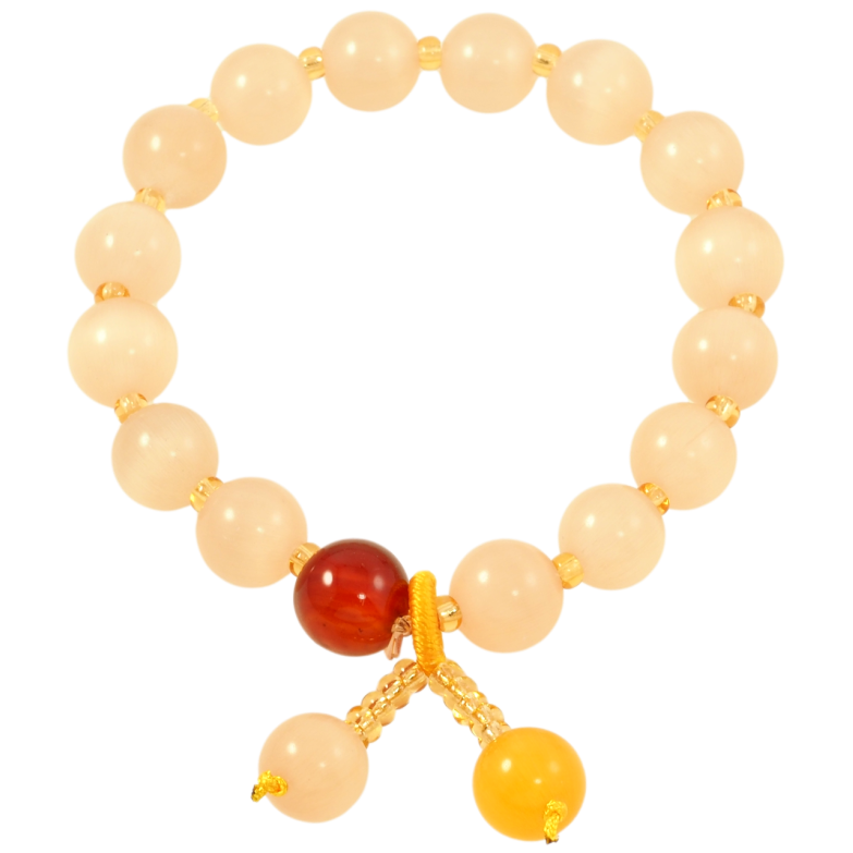 Браслет на гумці скло «Бежеві намистини «Котяче око» з підвісками, ø 9мм» вільний розмір фото №1 Браслет на гумці скло «Бежеві намистини «Котяче око» з підвісками, ø 9мм» вільний розмір фото №1