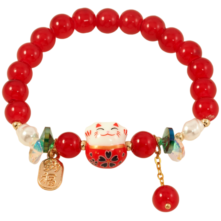 Браслет на гумці скло «Червоні намистини з вставкою кіт і підвісками, ø 8мм» вільний розмір фото №8 Браслет на гумці скло «Червоні намистини з вставкою кіт і підвісками, ø 8мм» вільний розмір фото №8